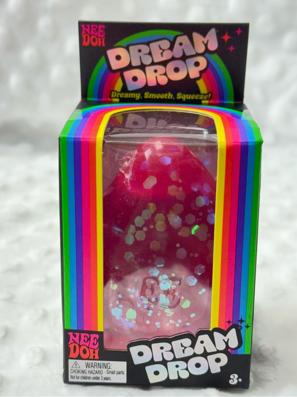 NeeDoh Dream Drop Pink Glitter Squeeze Sensory Toy